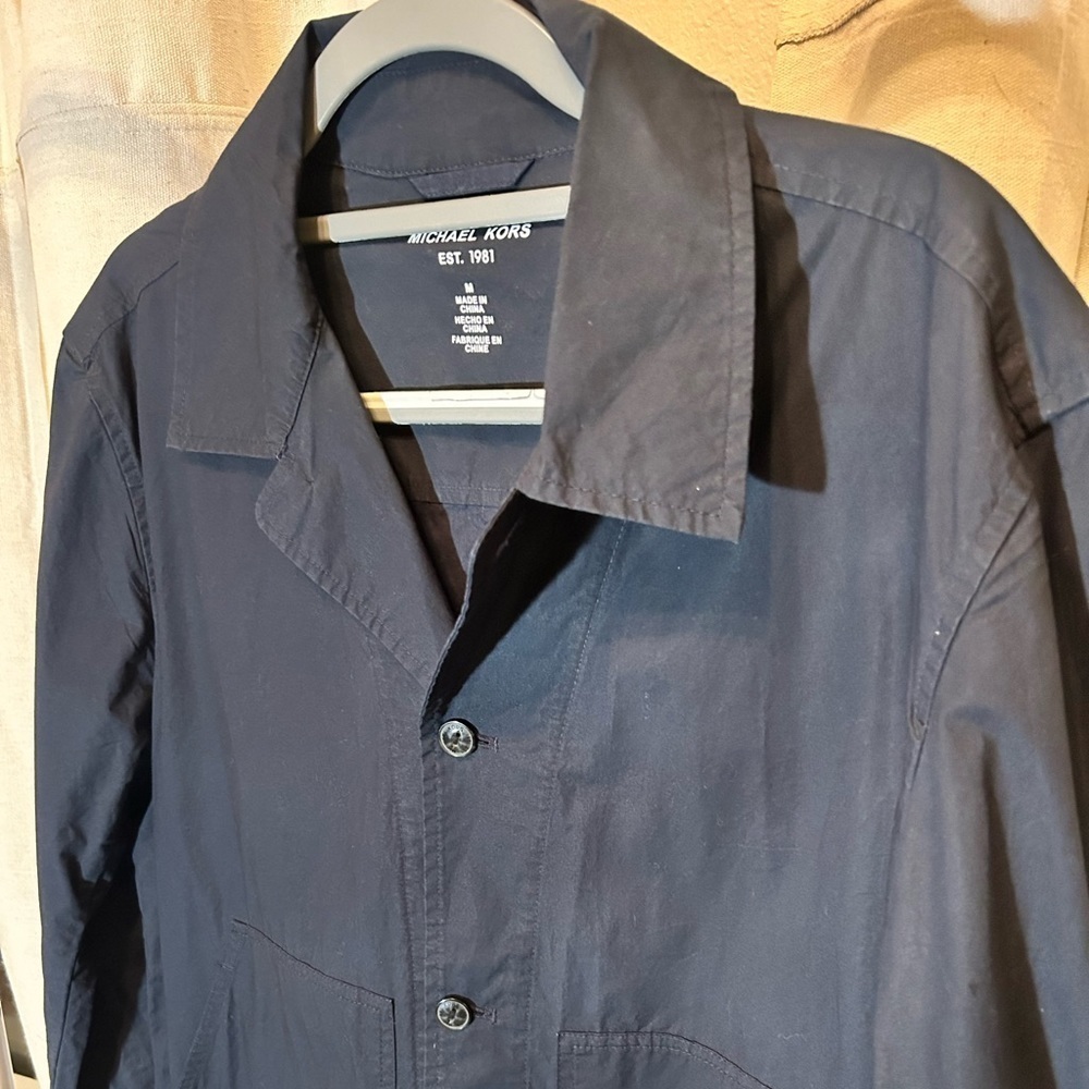 Michael Kors Shirt Jacket Mens Medium Stretch Long Sleeve Black Retail $148 - Picture 3 of 7